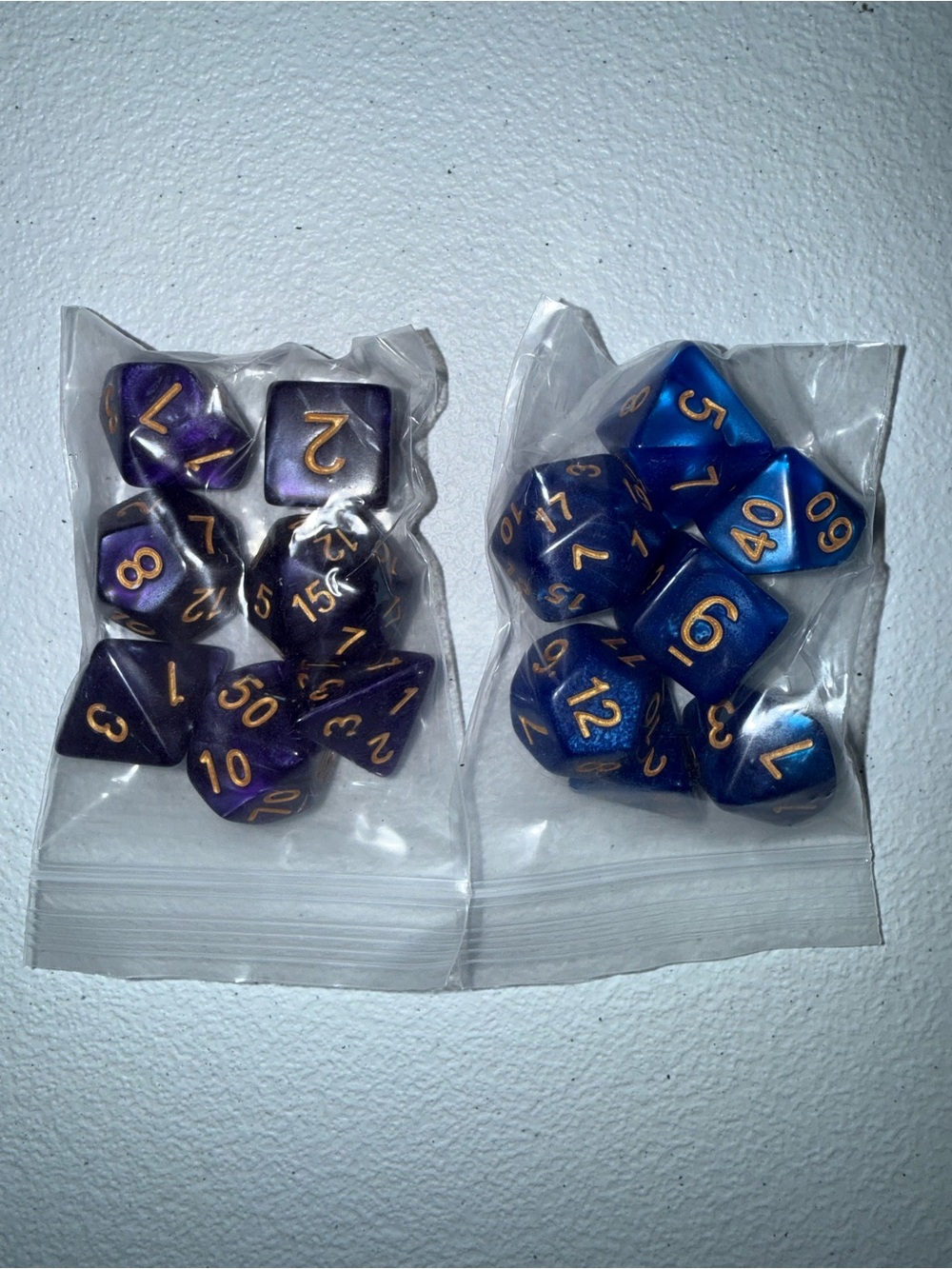 Arcane Magic DND Dice Set 2 pack - Deep Purple & Royal Blue Polyhedral Dice